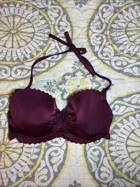 Victorias Secret Maroon Purple Swim Top Halter 34D
